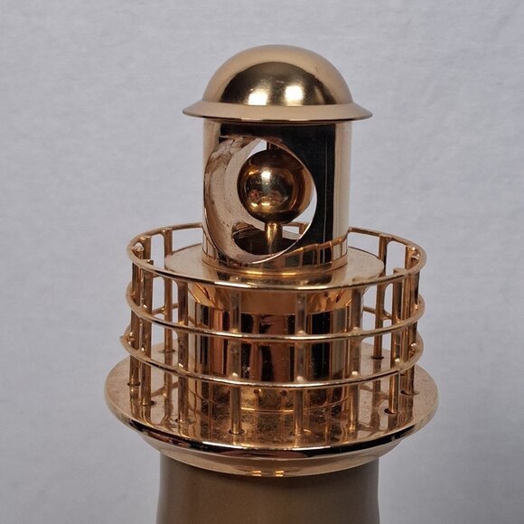 Brass Lighthouse Decor Striped Coastal Ocean Beach House Maritime Tower 10" - Picture 6 of 10